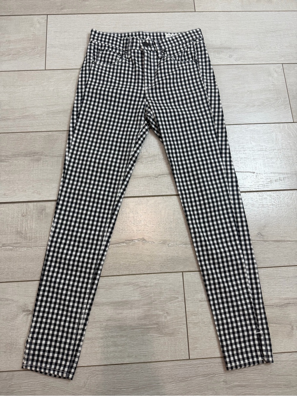 Rag & Bone Capri Gingham Pants Size 24 Black White Check Stretch